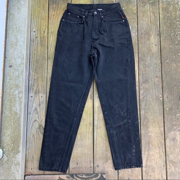 Vintage 90s Black 100% Cotton High Waisted Straight Leg Casual Denim Mom Jeans - Picture 2 of 16
